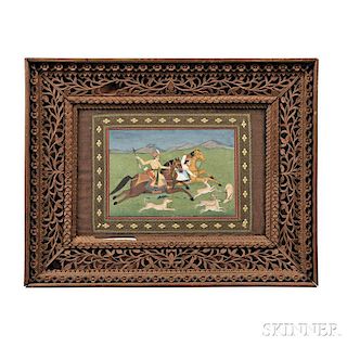 Miniature Painting Depicting a Hunting Scene