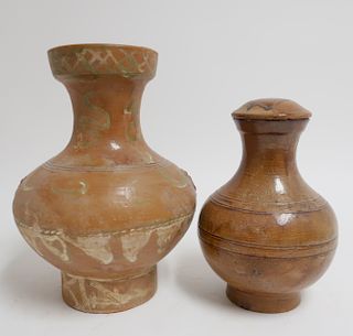 Two Han Style Terracotta Hu Vases