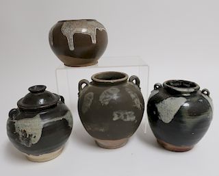 Four Tang Phosphatic Splash-Glazed Jars