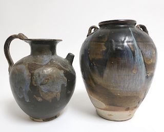 Two Tang Phosphatic Splash-Glazed Vessels