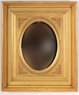Giltwood American Mirror with Oval Plate, 19th c.