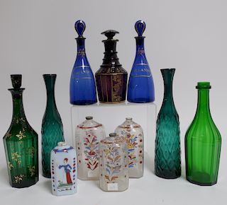 Group of Colored Glass Decanters