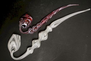 2 Sandwich Glass Free-Blown Pipe Whimsies