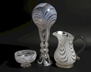 4 American Free-Blown Glass Pieces 19th c