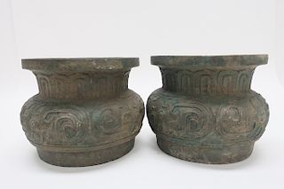Two Zhou Bronze Lids