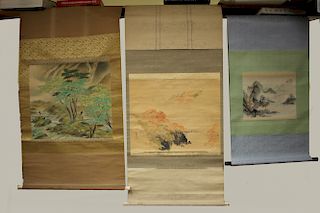 Three Japanese Watercolor Scrolls