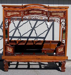 Chinese Opium/Marriage Bed, Inlaid, late 20th c.