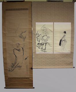 Two Japanese Scrolls - Ink Wash & Brush