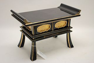 Japense Black & Gold Lacquer Bench
