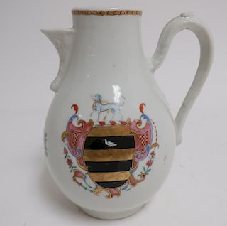 Chinese Export Armorial Porcelain Jug, 18th C