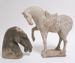 Tang Style Standing Horse and Horse Head