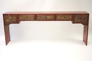 Chinese Parcel-Gilt Lacquer Console