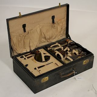 Edwardian Leather Bound Suitcase & Dressing Kit
