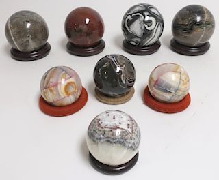 Collection of 8 Various Marble & Stone Balls