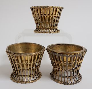 Set of 3 Silver Gilt Open Salts or Egg Cups