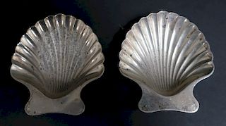 Tiffany Sterling Pair Small Footed Shell Dishes