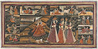 Narrative Pichwai   Painting Depicting Krishna and Radha