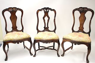 Portuguese Rococo Rosewood Side Chairs, 18th C