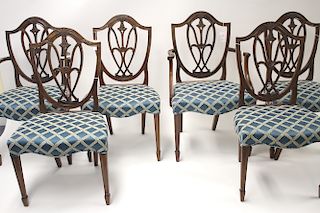 Set of 6 George III Mahogany Shieldback Chairs