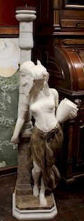 Italian 19th c. The Goddess Isis,  Marble,  Signed