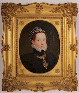 19th c. Portrait of Elizabethan Woman Initials TS?