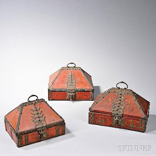 Three Lacquered Malabar Boxes