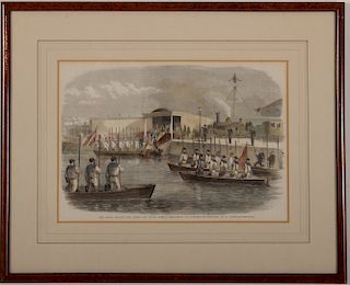 Victoria Albert's Royal Navy Review Engraving 1856