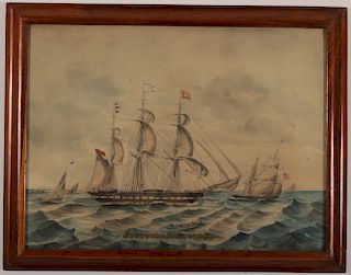 British, 19th c."Jupiter and Amsterdam" Naval W/C