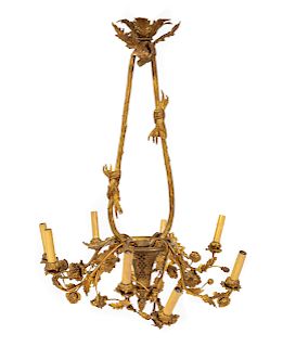 A French Gilt Bronze Eight-Light Chandelier 