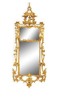 A Chinese Chippendale Giltwood Pier Mirror