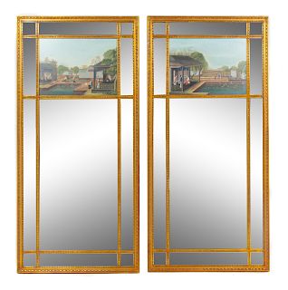 A Pair of Chinese Export Trumeau Mirrors 
