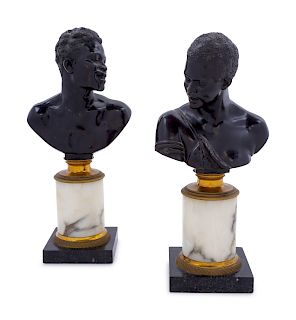 A Pair of Continental Bronze Busts