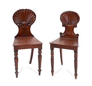 A Near Pair of Regency Hall Chairs