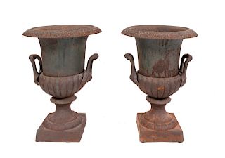 A Pair of Victorian Cast Iron Urns