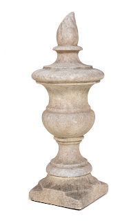 A Carved Stone Flaming Urn Finial