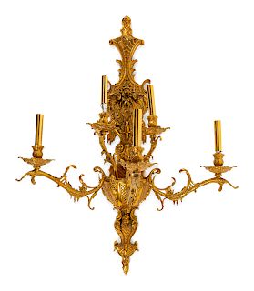 A Neoclassical Gilt Metal Five-Light Sconce