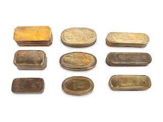 A Collection of Eighteen Dutch Brass Tobacco Boxes