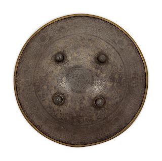 An Ottoman Metal Inlaid Shield