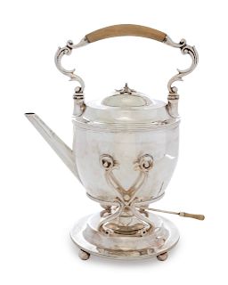 A George III Silver Kettle on Lampstand