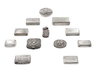 Ten English and Continental Silver Snuff Boxes