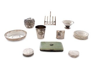 A Collection of Silver Nutmeg Graters, Vesta Cases, Snuff Boxes and Other Small Articles