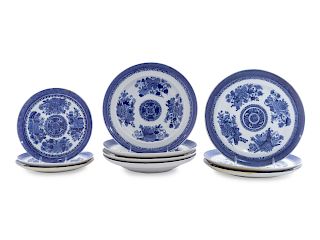 A Collection of Chinese Export Blue Fitzhugh Porcelain Articles
Diameter of largest 9 3/4 inches. 