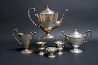 Sterling Silver Tea Set with Additions