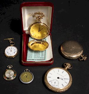 6 Pocket Watches, Elgin,Timex, Gant