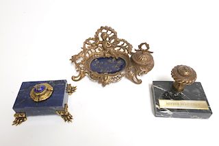 Three Gilt Bronze Mounted Desk Articles