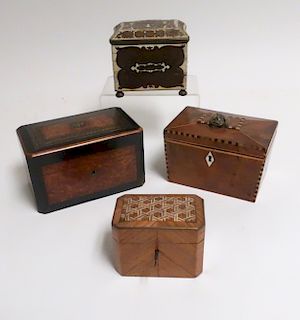 4 Antique Inlaid Boxes