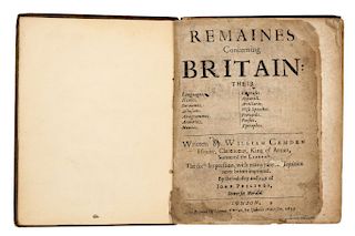LOTE DE LIBRO: Remaines Concerning Britain. Camden, William. London: Printed by Thomas Warren, 1657.