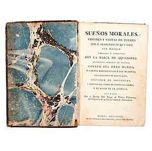 LOTE DE LIBRO: Sueños Morales, Visiones y Visitas de Torres con D. Francisco de Quevedo por Madrid. Madrid: Impr. de González, 1786.