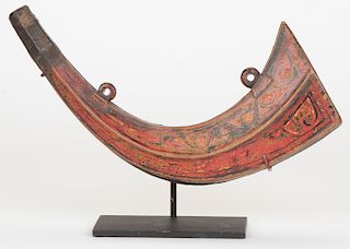 Antique Lacquered Wood Powder Horn, Yi People, Sichuan