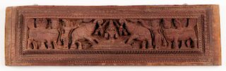 19th C. Carved Wood Panel, Tamil Nadu, South India